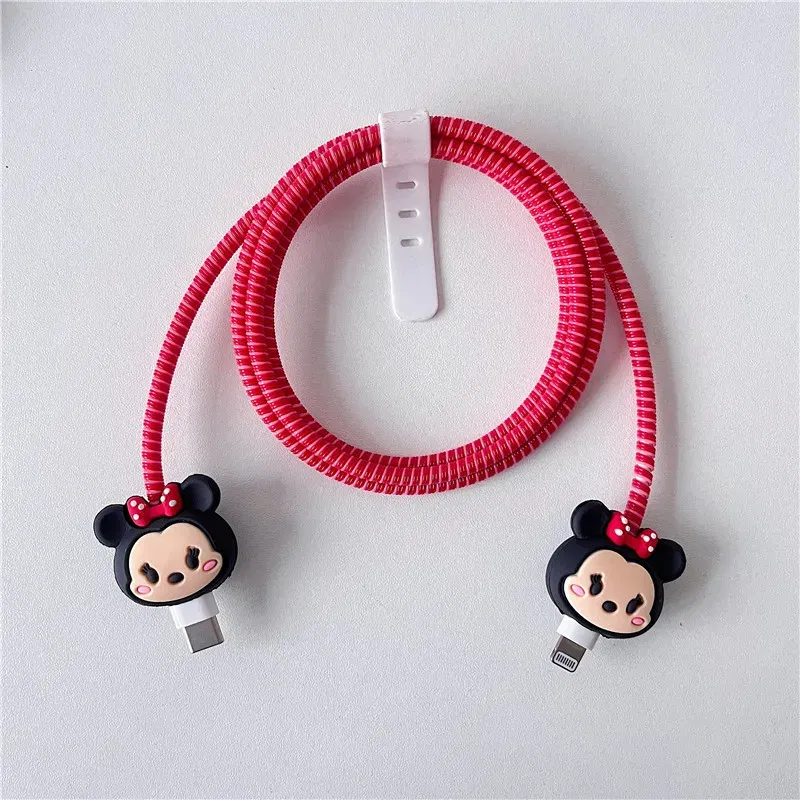 Color: PURPLE - 4pcs/set New Cute Cartoon Bite Data Cable Protection Case for Apple Huawei Charging Cable Universal Fall Protection Case