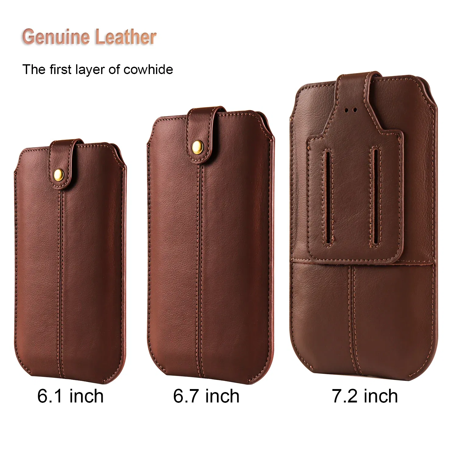 Color: Beige, Material: ABS - Genuine Leather 7.2 Phone Pouch Belt Clip Case For iPhone 16 15 14 13 Pro Max,Samsung S24 S23 Plus,Redmi Note 12 Waist Bag Cover