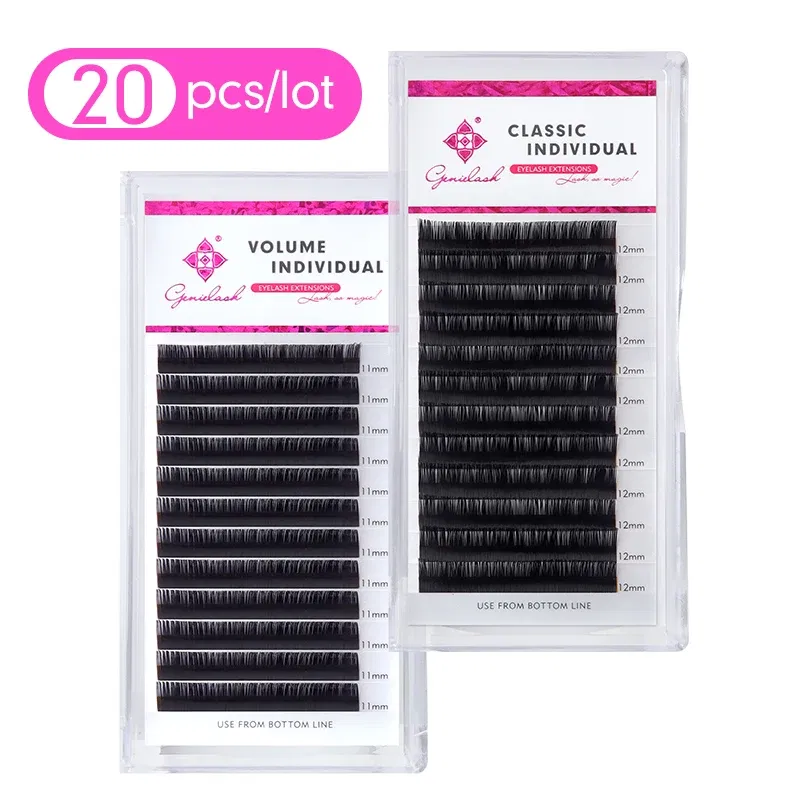 Curl: C, Thickness: 0.20mm, Length: MIX - Genie 20pcs/lot All Sizes Mink individual lash Extensions hybrid set volume eyelash extensions mega volume individual eyelashes