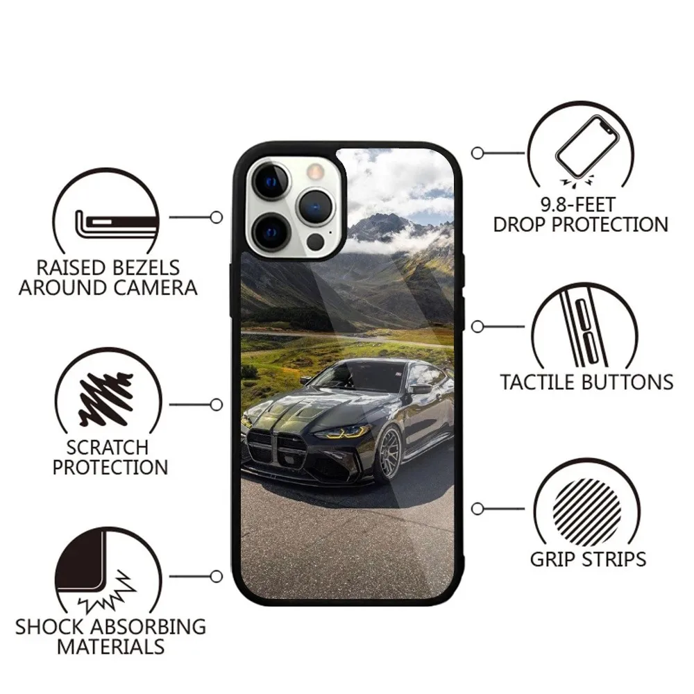 Color: Clear, Material: NEOPRENE - Blue Red Car for B-BMW Phone Case Strong Magnetic For IPhone 15,14,13,Pro,Max,Plus,11,12,Mini For Magsafe Wireless Charging