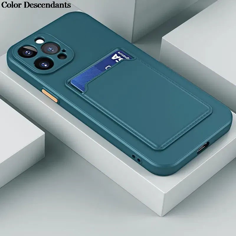 Color: Dark Grey, Material: PE - Card Holder Wallet Case For Samsung Galaxy A32 A53 A33 A13 A52 5G Case on A72 A22 A12 A51 A71 Shockproof Liquid Silicone Cover