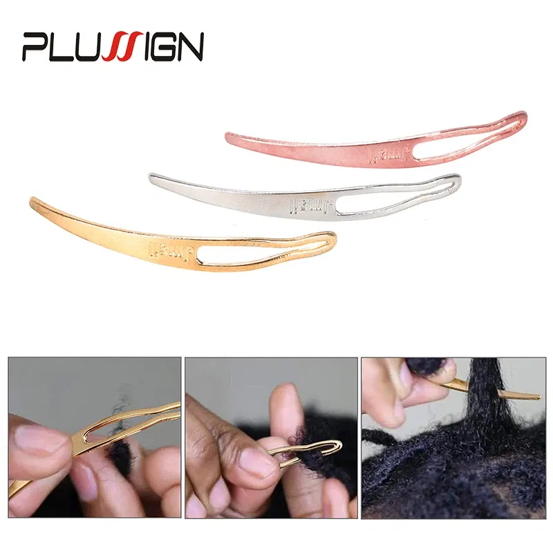 Color: white color - Plussign Dreadlock Needle Hair Extension Tools Crochet Hook For Dreadlocks Interlocking Tools Silver Blonde Easy Locking Needle