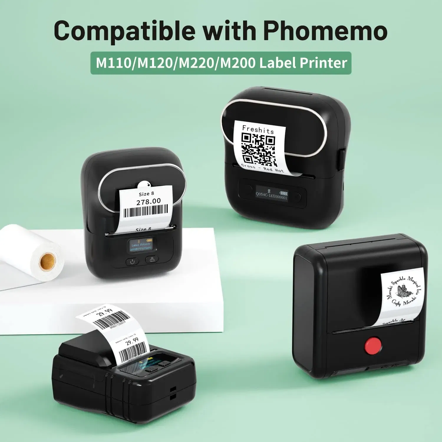 Color: RED - Label Maker Paper Phomemo M110 Label for Small Business Multi-Purpose Thermal Sticker for Phomemo M110 M221 M200 M220 Printer