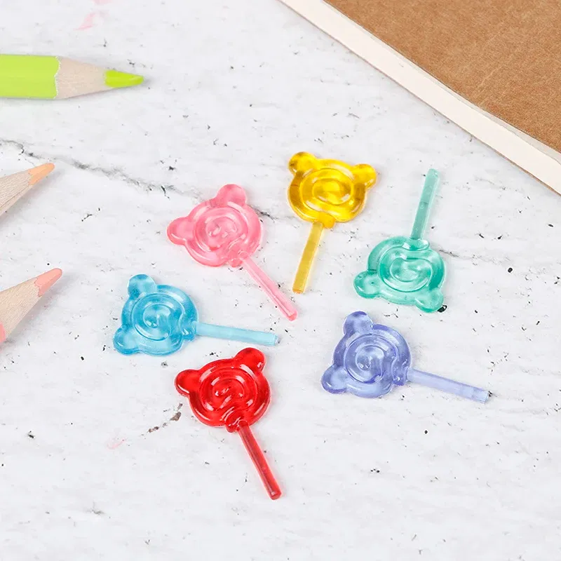 Color: Chocolate - 6Pcs 1:12 Scale Doll Accessories Bear Shape Lollipop Simulation For Dollhouse Miniature Toy Doll Mini Resin Food Kitchen Gift