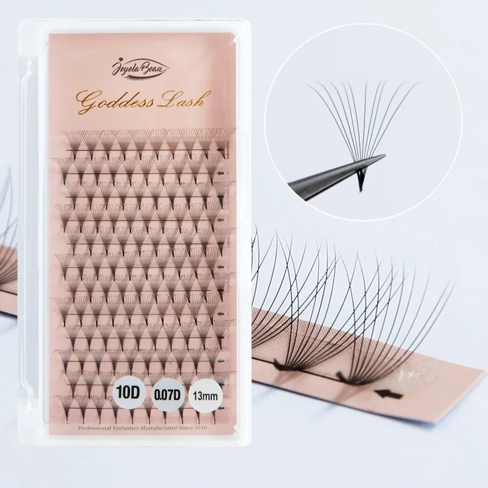 Color: DEEP BLUE, Curl: D, Thickness: 0.07mm, Length: 9mm - Goddess Premade Volume Fans 5D 6D 10D 12D 16D 20D MIX Individual Lashes Pre Made Russian Volume Fan Eyelash Extension Faux Mink
