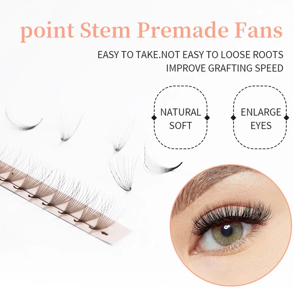 Color: DEEP BLUE, Curl: D, Thickness: 0.07mm, Length: 9mm - Goddess Premade Volume Fans 5D 6D 10D 12D 16D 20D MIX Individual Lashes Pre Made Russian Volume Fan Eyelash Extension Faux Mink