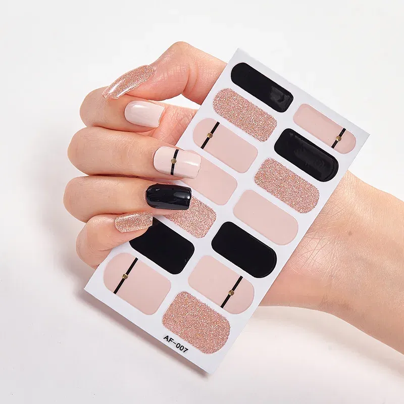 Color: black - Solid Colors And Creative Nail Art Decals Plain Stickers Minimalist Design Self Adhesive Designed Nail Tape Nail Strips