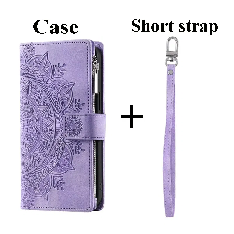 Color: PURPLE, Material: PC + TPU - CrossBody Strap Zipper Wallet Coque for Samsung Galaxy A71 A51 A50 A41 A21S A30 A70 A50S A20 A31 A30S A10 A20E A 51 70 Flip Case