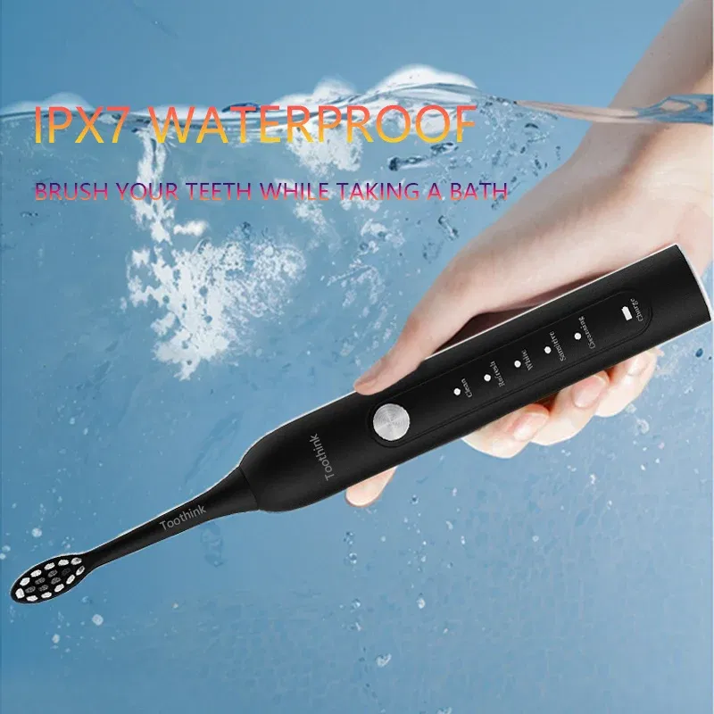 Color: green - Toothink Electric Toothbrush Smart Timing Tooth Brush Rechargeable Teeth Clean Whitening Sonic Toothbrush With Replacement Head