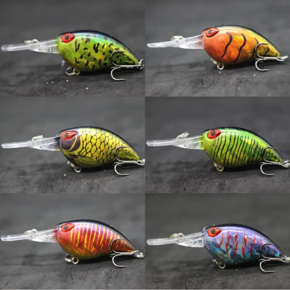 Color: Clear - wLure Crankbait Wobble Fishing Lure 6cm 5g Deep Diving Tight Action Fresh Water Hard Bait Floating 8# Hooks Insect Bait C770