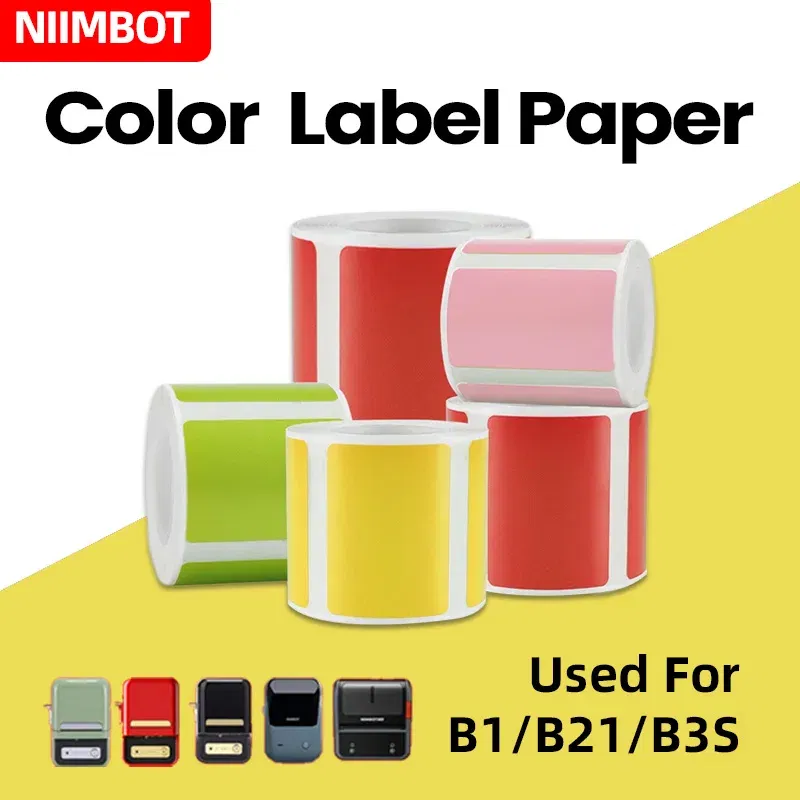 Color: Blue - NIIMBOT B21/B203/B3S label machine printing paper color label waterproof, oil resistant, tear resistant label
