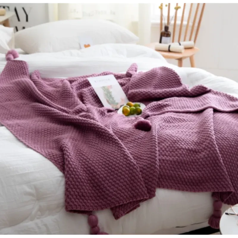 Nordic Fringe Knit Wool Blanket