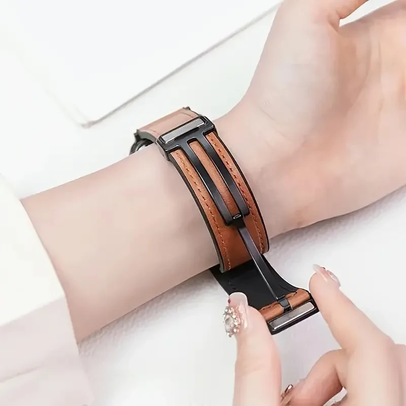 Premium Silicone & Leather Apple Watch Band
