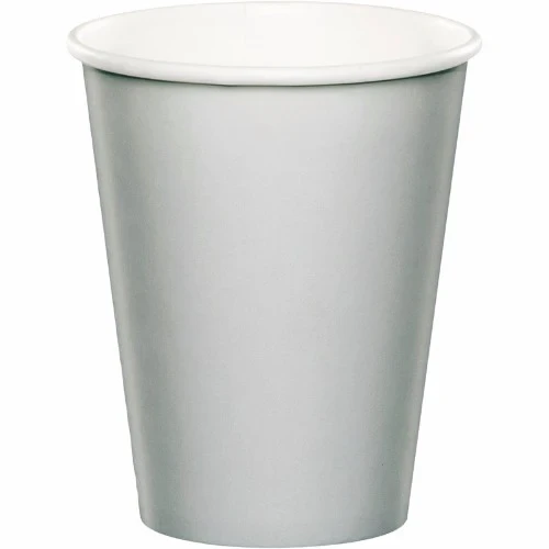 Shimmering Silver Cups Paper 266ml - Pack of 24