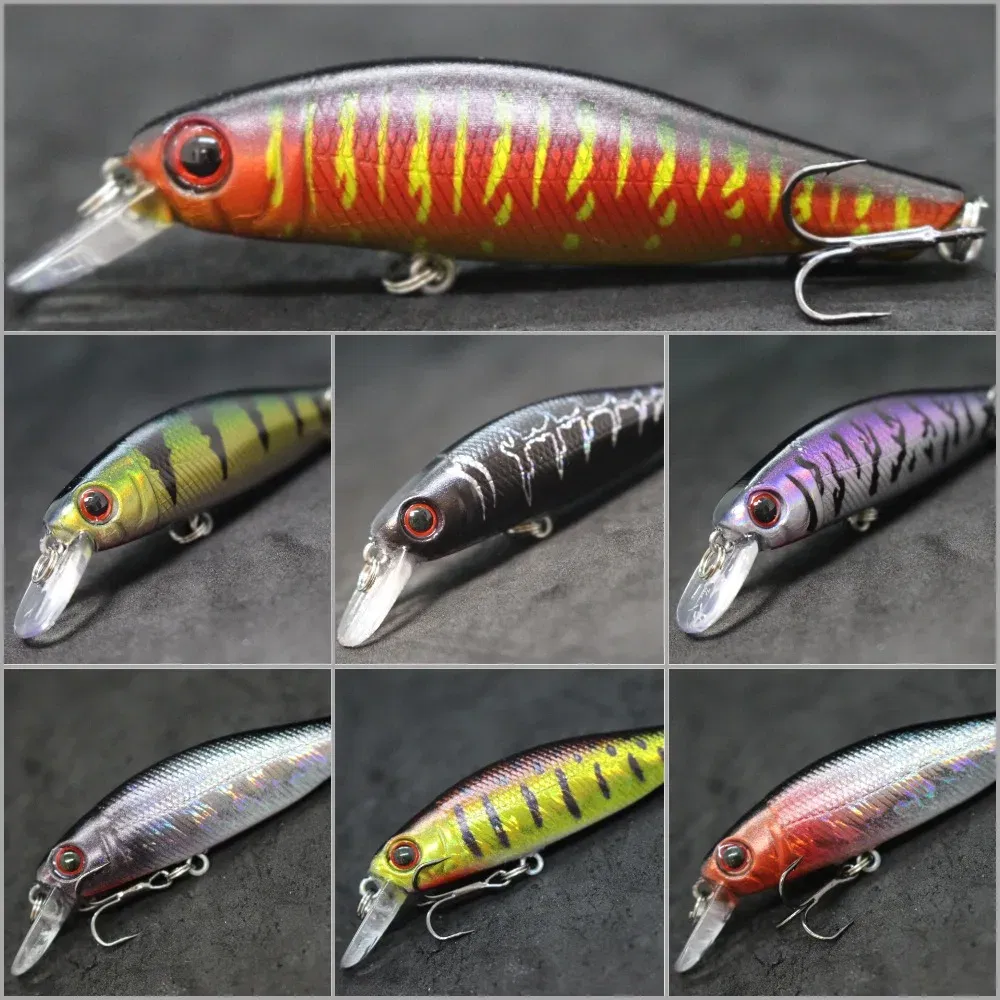 Color: Blue - wLure Minnow Fishing Lure Jerkbait 9g 8cm 0.5 Meter Depth 2 Black Nickle #8 Hooks 3D Hard Eyes M606