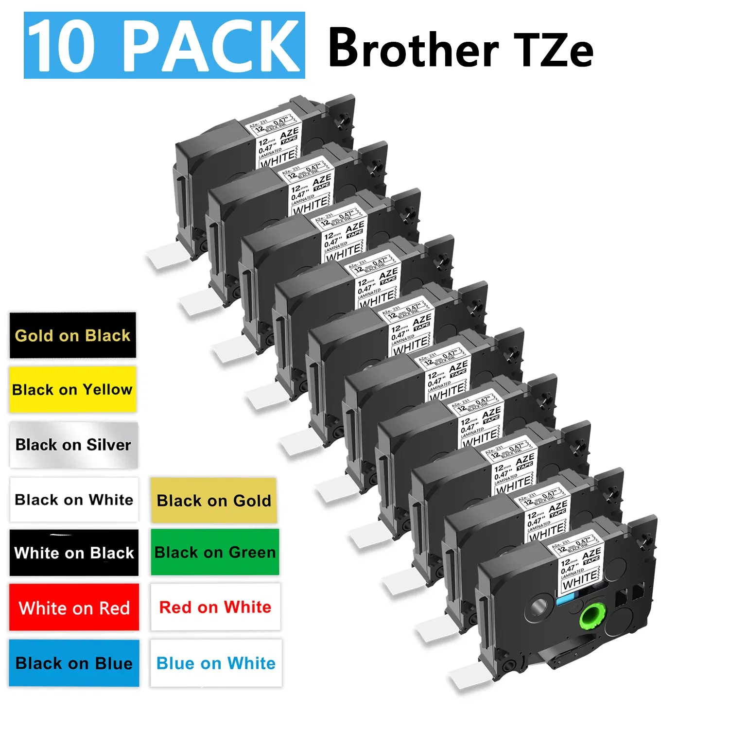 Color: Burgundy, Width: 9mm - Greencycle 10PK TZe 231 Label cassettes Compatible for Brother Ptouch Printer Black on white Label tape 6mm 9mm 12mm 18mm 24mm