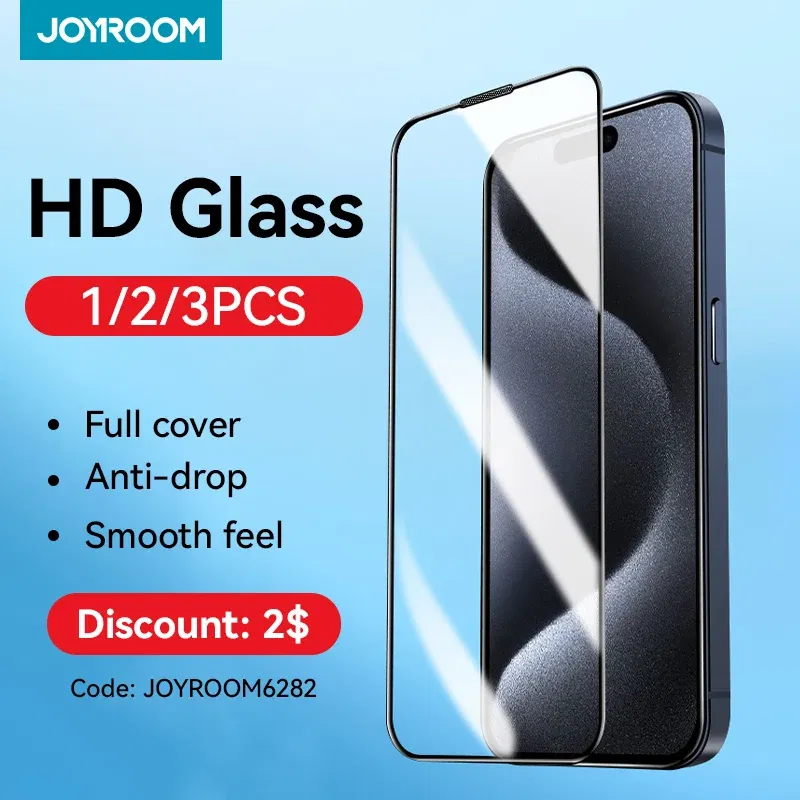 Bundle: Bundle2, Material: pet - Joyroom 1/2/3pcs HD Glass Screen Protector for iPhone 15 14 13 12 11 Pro Max Full Screen Tempered Glass Protection for iPhone 15