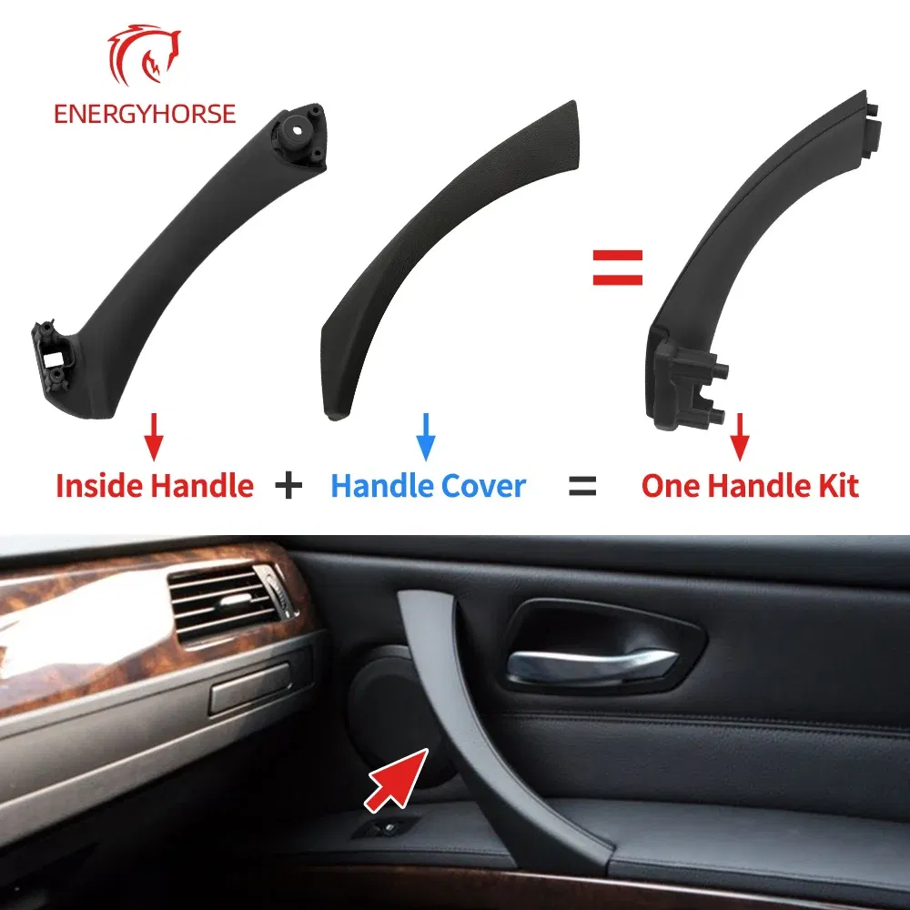 Color: Silver - Car Inner Handle Interior Door Panel Pull Trim Cover Black Left Right for BMW 3 Series E90 E91 316 318 320 325 328