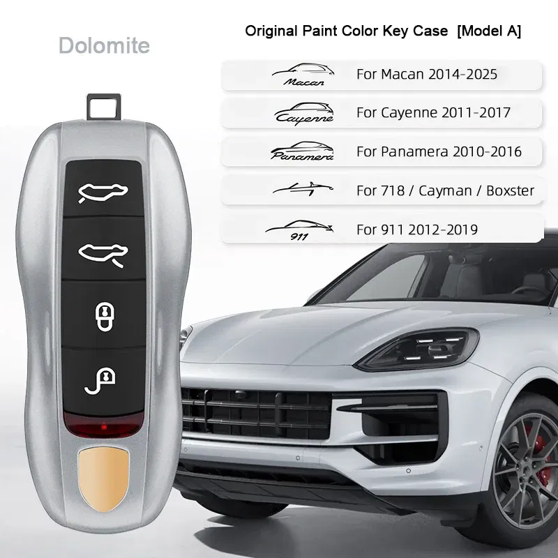 Color Name: Red - For Porsche Cayenne 9ya 9yb Panamera 971 911 Targe Taycan Macan 95b Cayman 718 Boxster 2014-2025 Car Remote Smart Key Case Cover