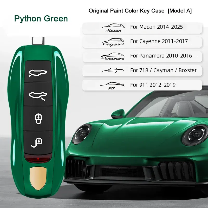 Color Name: Red - For Porsche Cayenne 9ya 9yb Panamera 971 911 Targe Taycan Macan 95b Cayman 718 Boxster 2014-2025 Car Remote Smart Key Case Cover