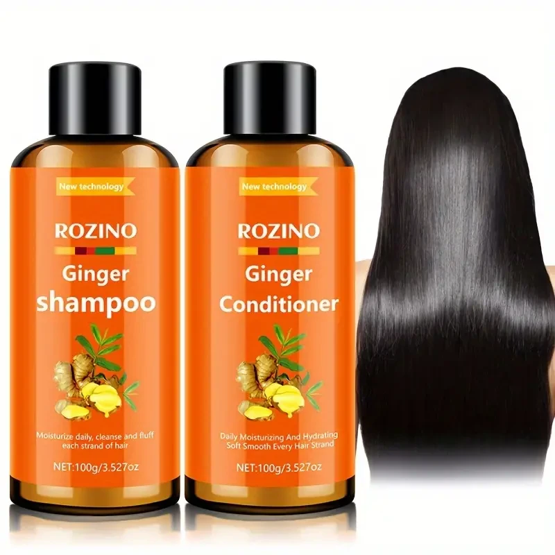 ROZINO Ginger Shampoo & Conditioner Set - Moisturizing & Deep Cleansing for Soft, Smooth Hair
