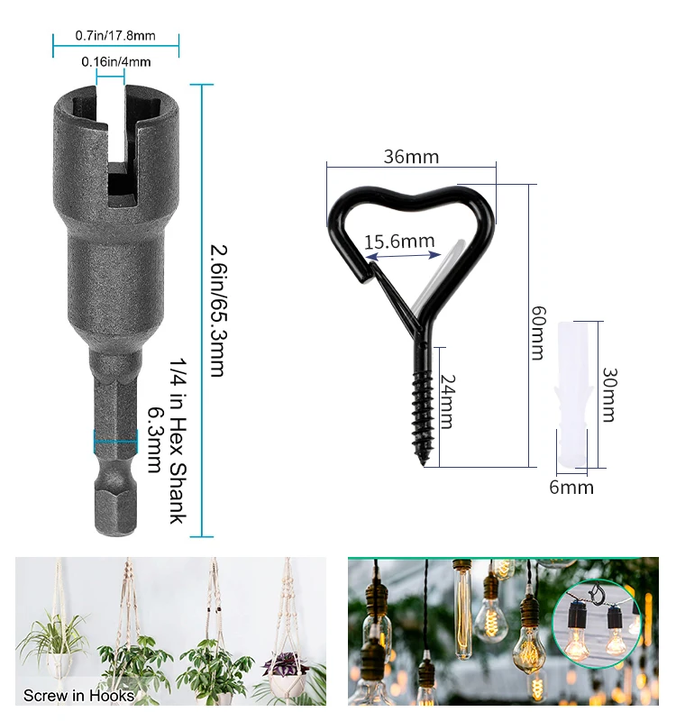 Color: Red - 12/20PCS Q-Hanger Screw Black Hooks Ceiling Hooks with Safety Buckle for Plant and Christmas Outdoor String Lights Hooks