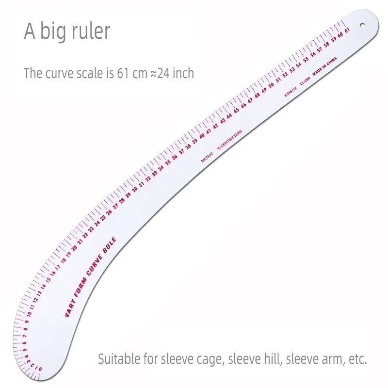 Color: plum - Empire sewing ruler and French curve, used for pattern making drafting, transparent plastic fashion designer ruler pieces assemb