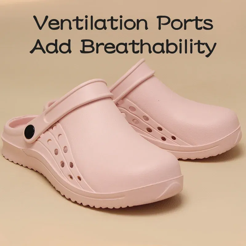 Color: Brown, Shoe Size: 34 - High Quality Scrub Shoes Non-slip Dentist Nursing Clogs Healthcare Service Work Slippers Soft Operating Room Protective Clogs