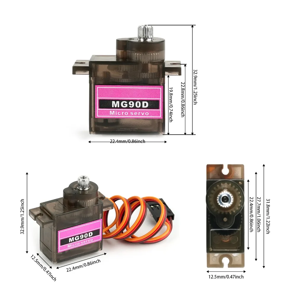 Color: Light Grey - MG90D 10/20/30/40/50Pcs Micro Digital Servo Motor Full Metal Gear 180/270/360 Degree For RC Airplane Helicopter Car Boat Model