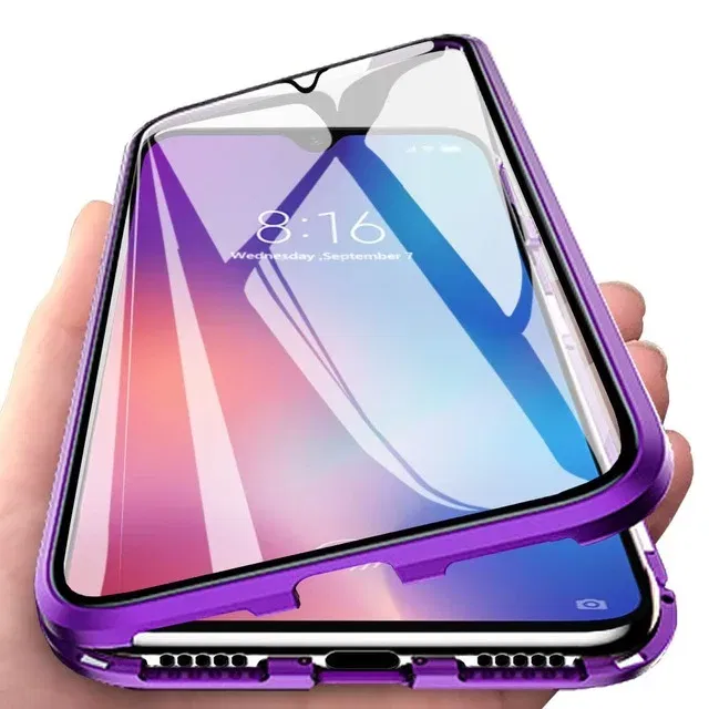 Color: PURPLE, Bundle: Case & Screen Protector, Material: Neoprene - 360 ?°Full Protection Metal Frame Magnetic Case For OPPO Reno 10 11 Pro 7 4G 7 Z 8 Lite 8Z 5G Double-Sided Glass Cover Cases