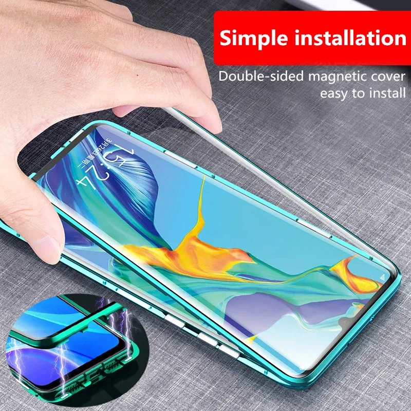 Color: PURPLE, Bundle: Case & Screen Protector, Material: Neoprene - 360 ?°Full Protection Metal Frame Magnetic Case For OPPO Reno 10 11 Pro 7 4G 7 Z 8 Lite 8Z 5G Double-Sided Glass Cover Cases