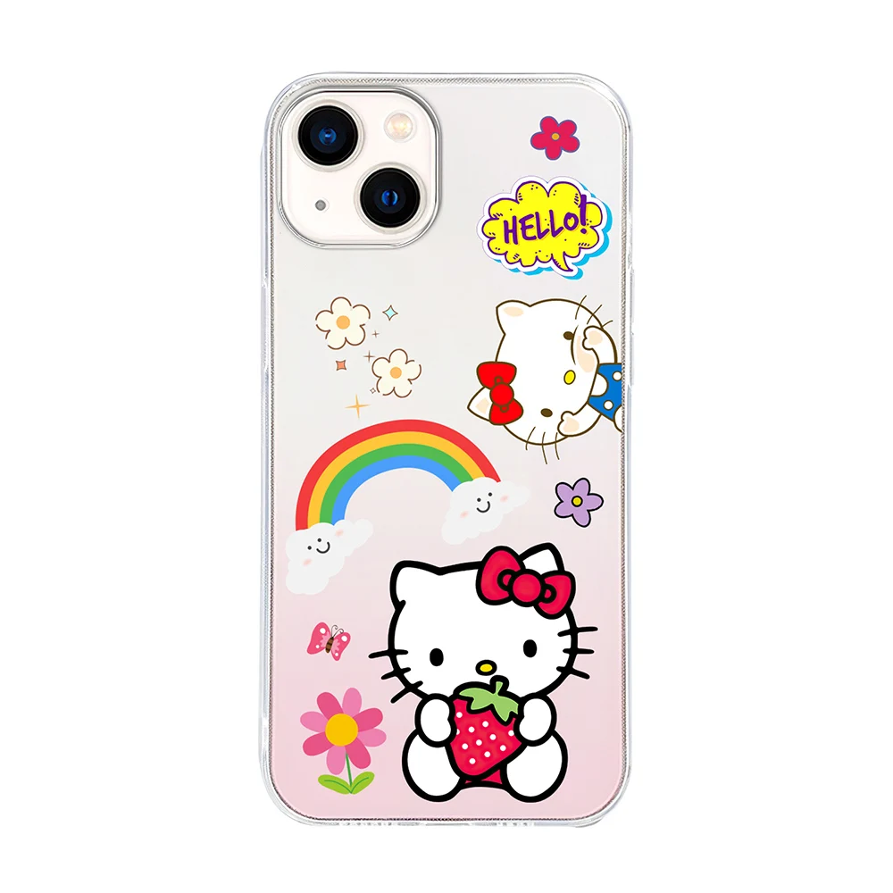 Color: Beige, Material: PVC - Miniso Sanrio Collaboration Hello Kitty Phone Case For iPhone 15 14 13 11 12 16 Pro Max Plus X XR XS Girl Silicone Phone Case