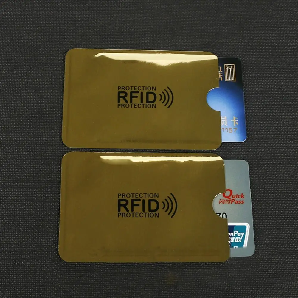 Color: wine red - 5pcs Anti-theft RFID Card Holder Colorful Aluminium Reader Lock Passport Protector Sleeves Safety Credit Card Sleeves
