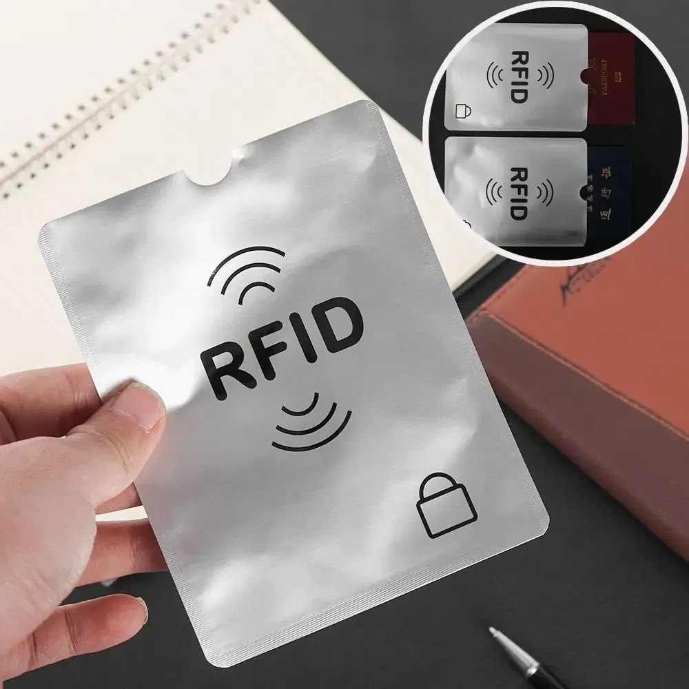 Color: wine red - 5pcs Anti-theft RFID Card Holder Colorful Aluminium Reader Lock Passport Protector Sleeves Safety Credit Card Sleeves