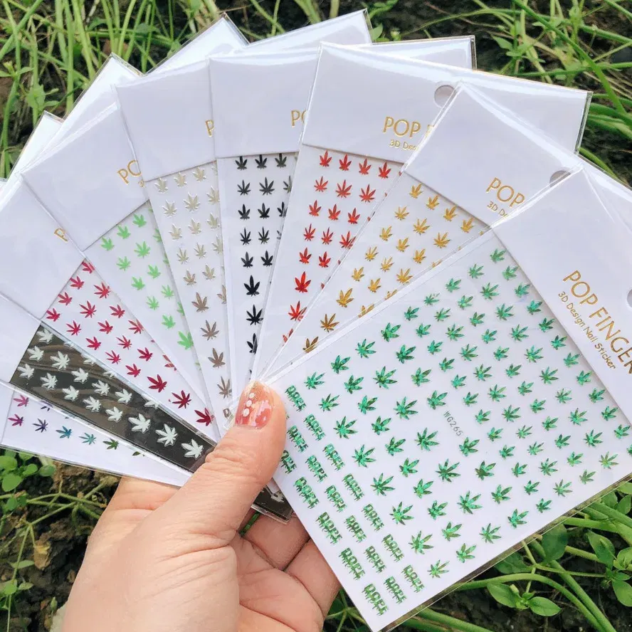 Color: plum - 1PCS New English Alphabet Nail Stickers Multi-Color Laser Reflective Nail Slider Art Cool Text Nail Kit