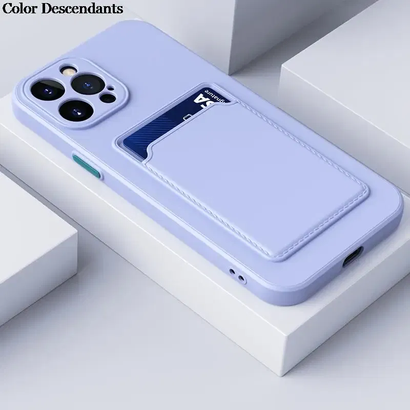 Color: green, Material: PC - Card Holder Wallet Case For Samsung Galaxy A32 A53 A33 A13 A52 5G Case on A72 A22 A12 A51 A71 Shockproof Liquid Silicone Cover