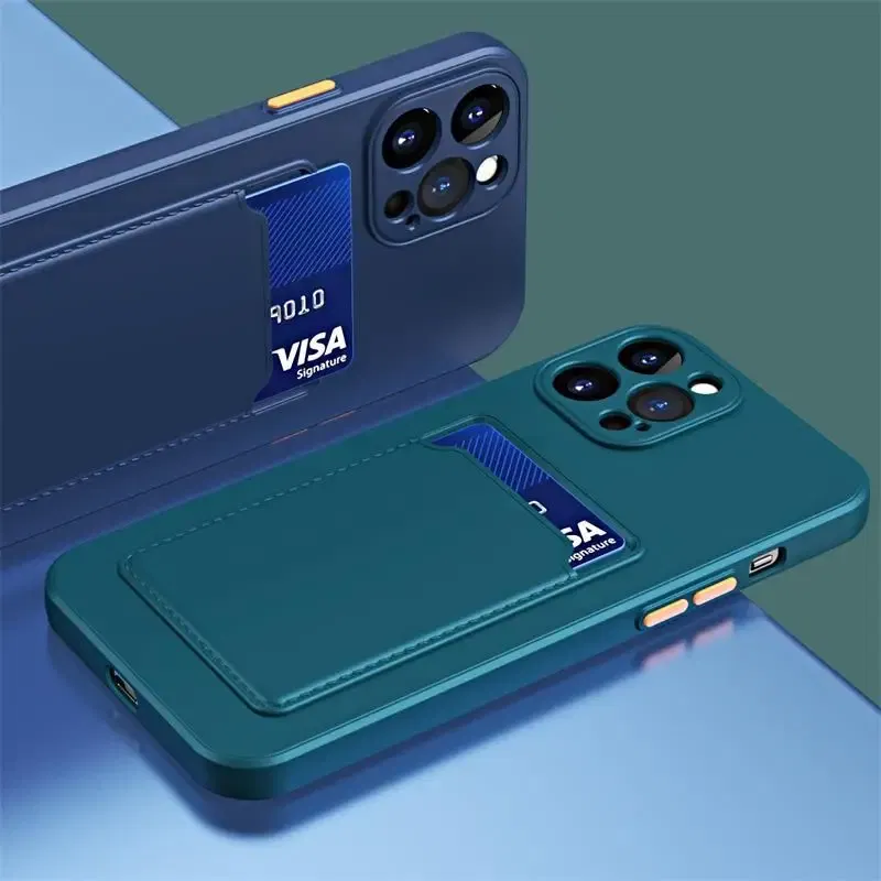 Color: green, Material: PC - Card Holder Wallet Case For Samsung Galaxy A32 A53 A33 A13 A52 5G Case on A72 A22 A12 A51 A71 Shockproof Liquid Silicone Cover