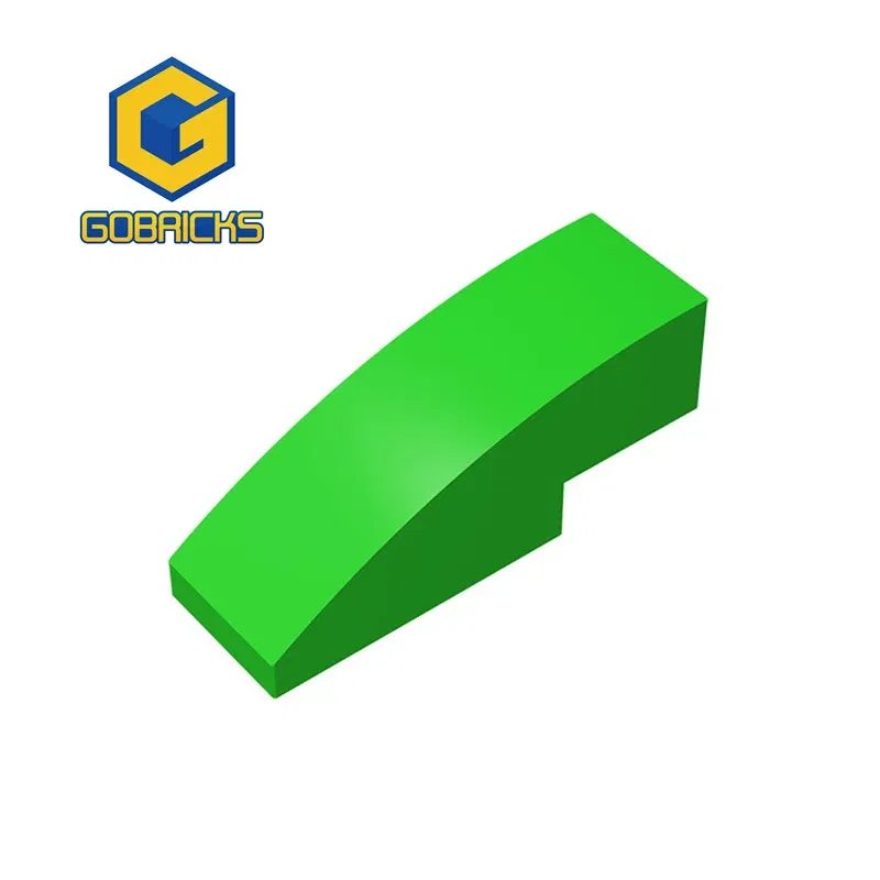 Color: Apricot - Gobricks 10PCS Assembles 50950 3x1 curved oblique brick Building Blocks Bricks Bulk Model City Classic Toy Boys Girls Kids Gift