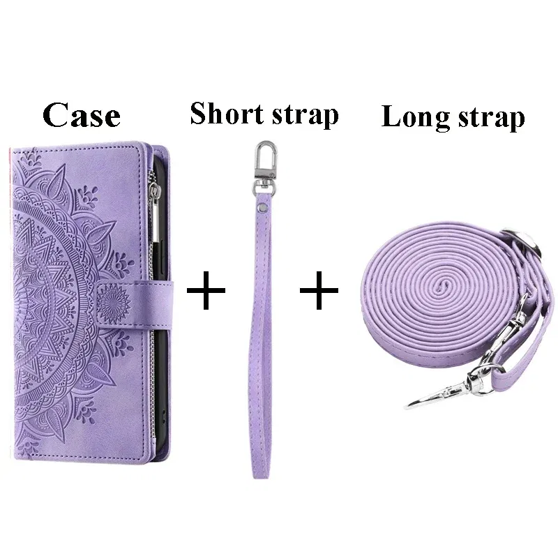 Color: MAROON, Material: EVA - S24 Ultra S23 Plus S 22 CrossBody Strap Zipper Wallet Case for Samsung Galaxy S22 S23 FE S21 S20 23 24 Ultra Note 20 Book Cover