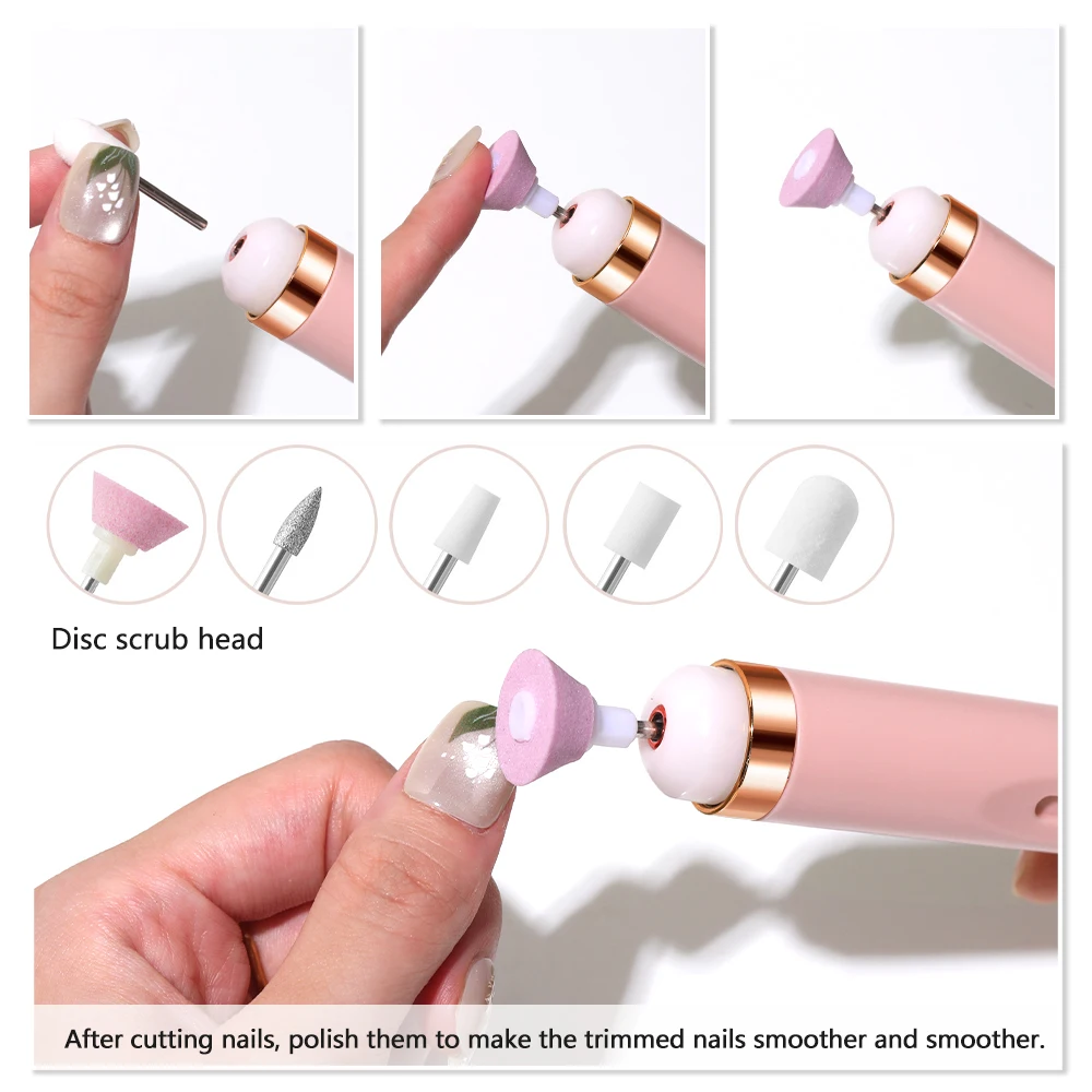 Color: WHITE - YIKOOLIN Portable Manicure Set with 4 Speeds Professional Manicure and Pedicure Tools Exfoliation and Polishing for Nail Salon