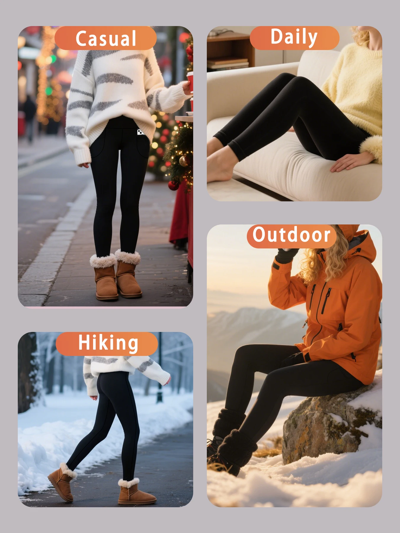 Color: Brown, Size: S - Womens Thermal Fleece Lined High Waisted with pockets Leggings, Workout Winter Warm Thick Tights Soft Yoga Running Pants
