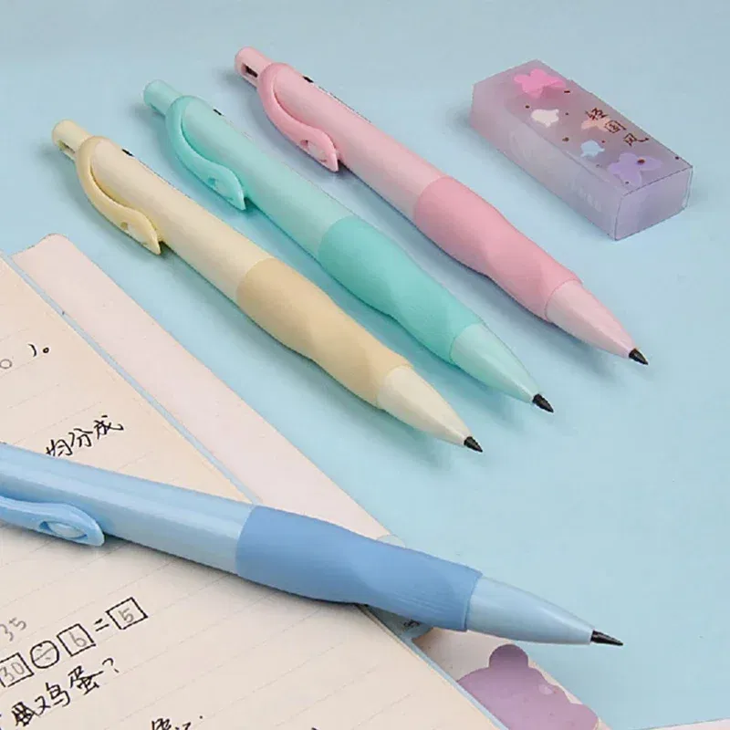 Color: Red - 0.5/0.7/0.9/2.0mm Cute Dolphin Mechanical Pencil Correct holder Pencil 2B Lead Student Writing Drawing Supply School Stationery