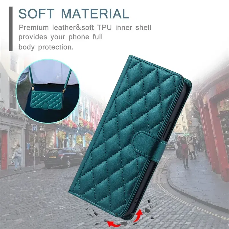 Material: ABS, Color: black - Long lanyard Flip Leather Case for Samsung Galaxy Note 20 Ultra 10 9 8 Plus A10 A20E A30 A50 A70 A51 A71 A21S Wallet Card Cover