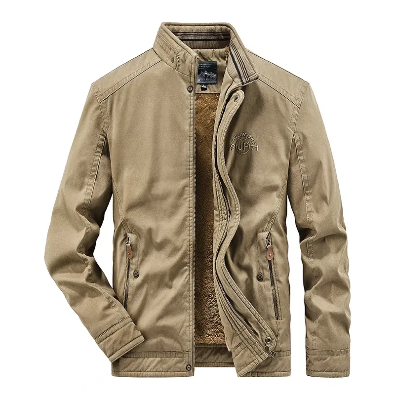 Color: Khaki, Size: M - Men Zipper Fleece Jackets Military Waterproof Windproof Cargo Jacket Outdoor Multi-pockets Tactical Climb Fishing Cycling Jacket