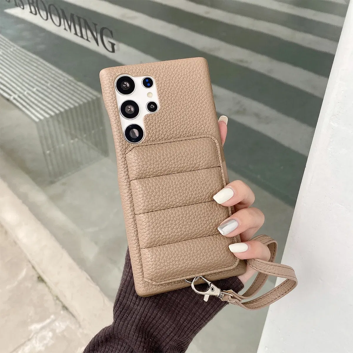 Color: black, Material: EVA - Luxury Lanyard Wallet Case For Samsung Galaxy S21 FE S22 S23 Plus Note 20 Ultra A52 A53 A54 5G Lichee Pattern Leather Cover
