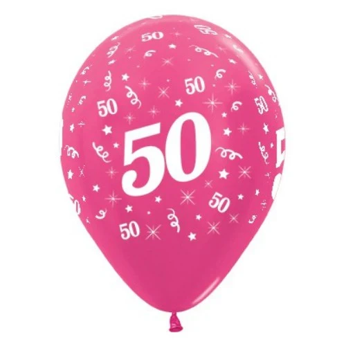 Balloons Age 50 Fuchsia Metallic  - Pack of 6