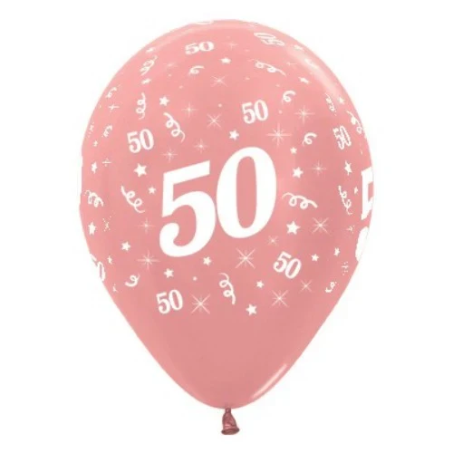 Balloons Age 50 Rose Gold Metallic  - Pack of 6