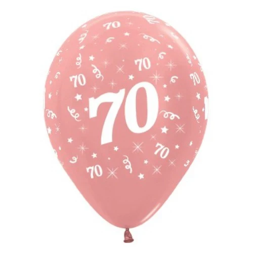 Balloons Age 70 Rose Gold Metallic  - Pack of 6