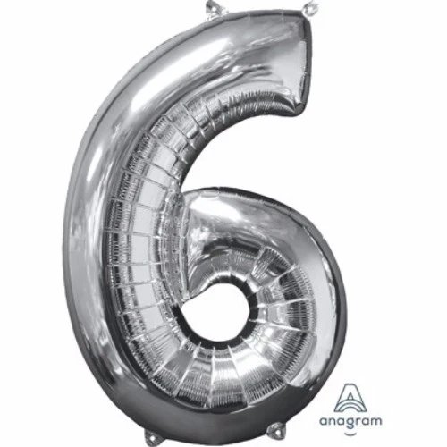Shape Number Six Silver 66cm Mid Sized