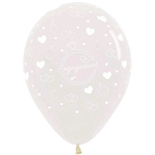 30cm Engagement Jewel Crystal Clear 6PK Latex Balloons - Pack of 6